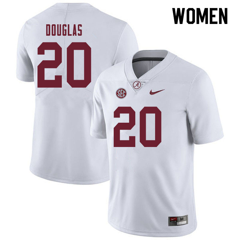 Alabama Crimson Tide Women's DJ Douglas #20 White NCAA Nike Authentic Stitched 2019 College Football Jersey RH16U55LS